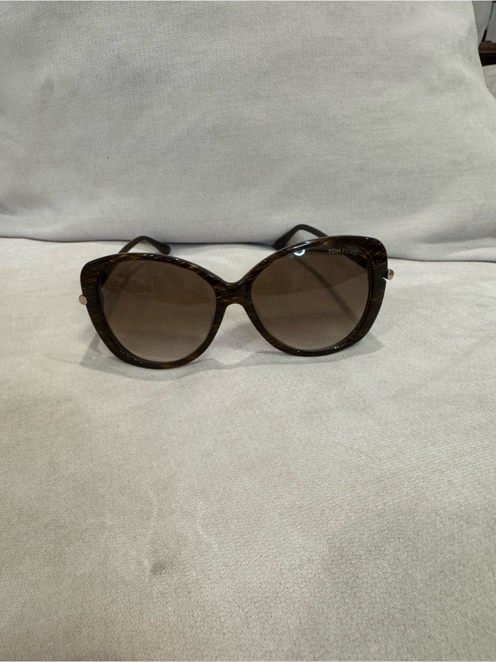 Tom Ford Brown Gradient Cat-Eye Sunglasses with Gold Accents